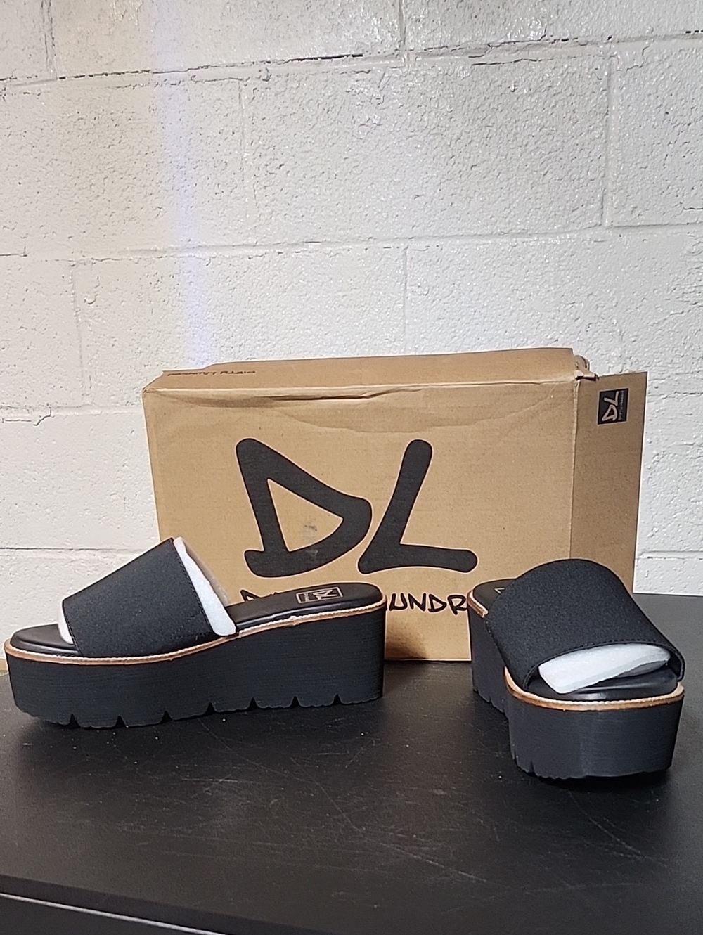 Dirty Laundry Black Platform Slide Sandals